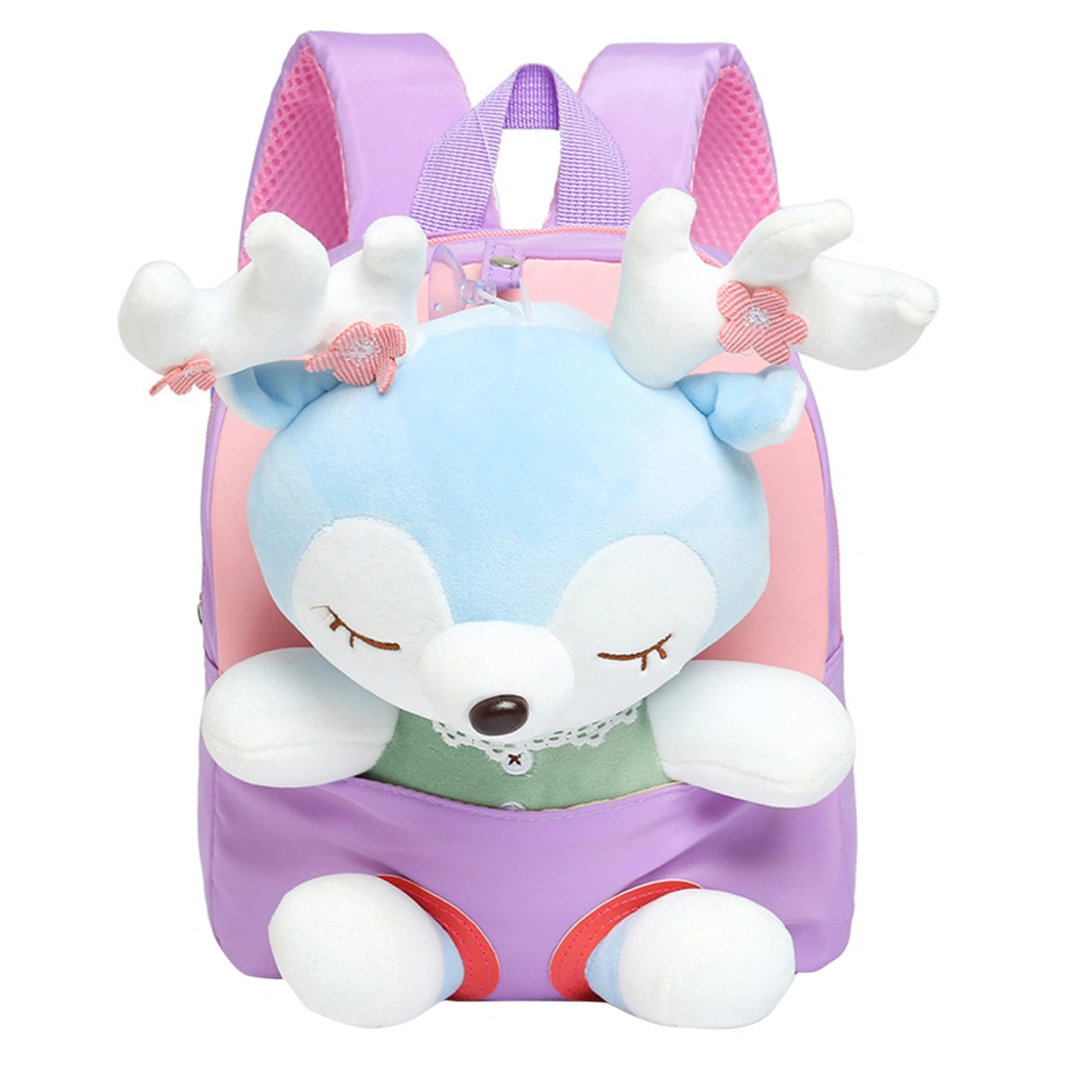 Kid Cartoon Backpack with 3D Elk Doll, Adjustable Shoulder Strap