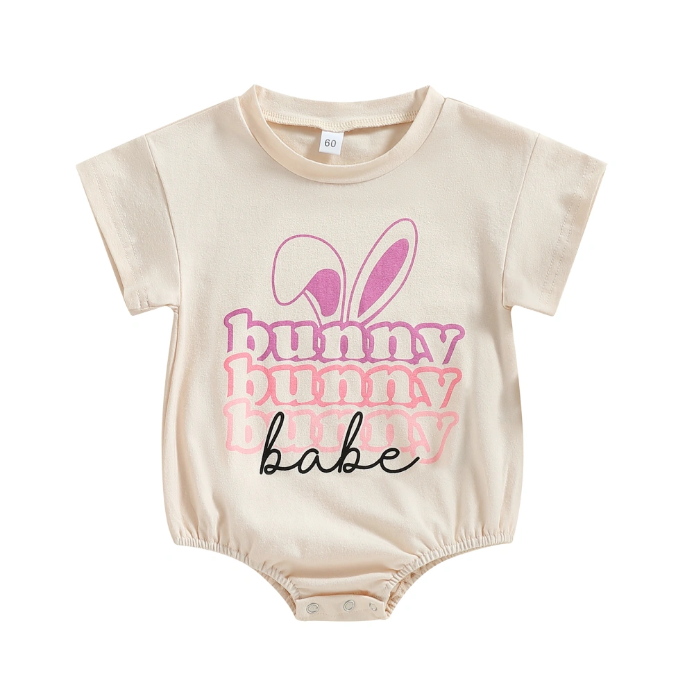 Baby Girl Boy Short Sleeve Round Neck Letters Print Short Romper 