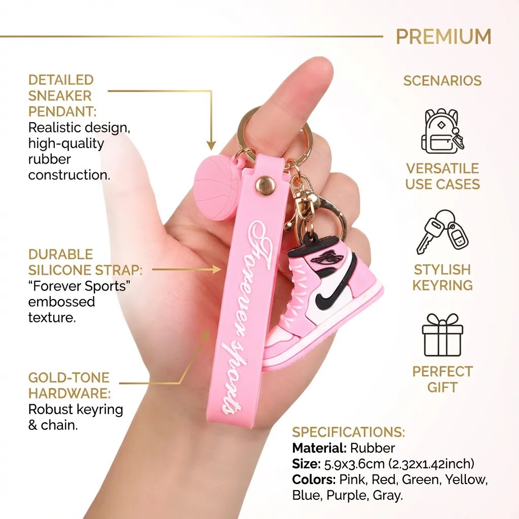 Shoe Keychains, Cute Basketball Letters Hanging Pendant Keyring Gift