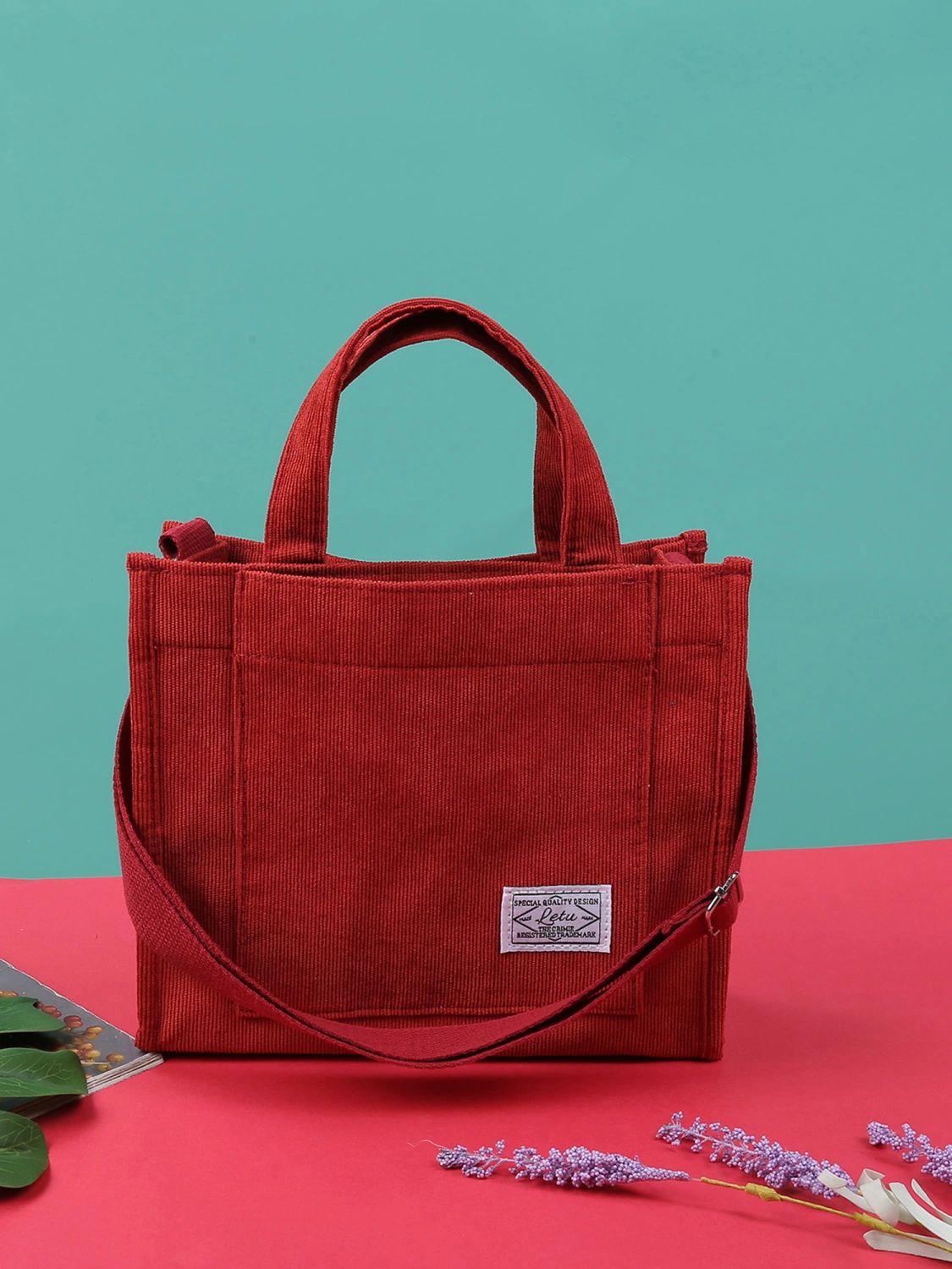 Women Corduroy Tote Purse Crossbody Bag Large Capacity Handbag