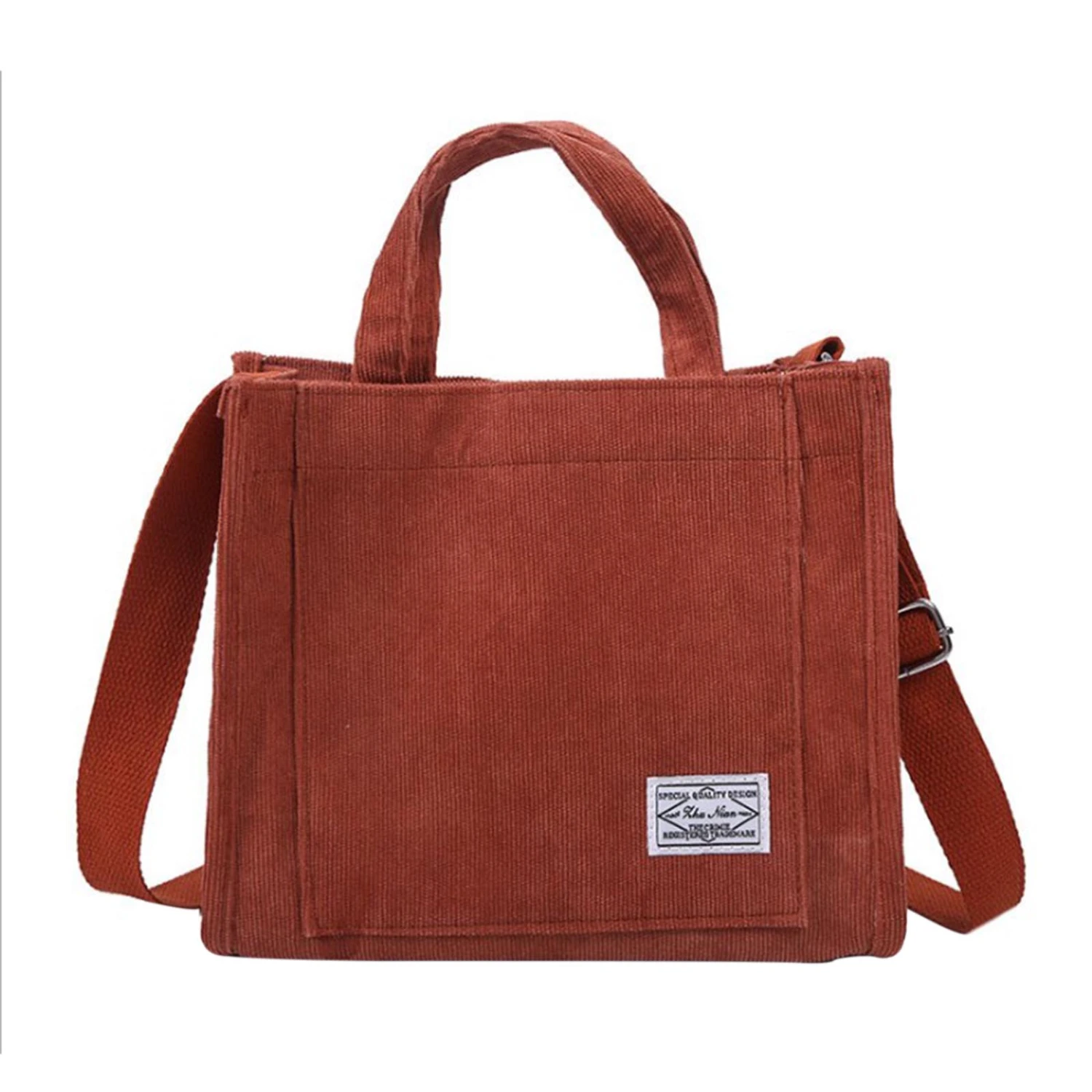 Women Corduroy Tote Purse Crossbody Bag Large Capacity Handbag