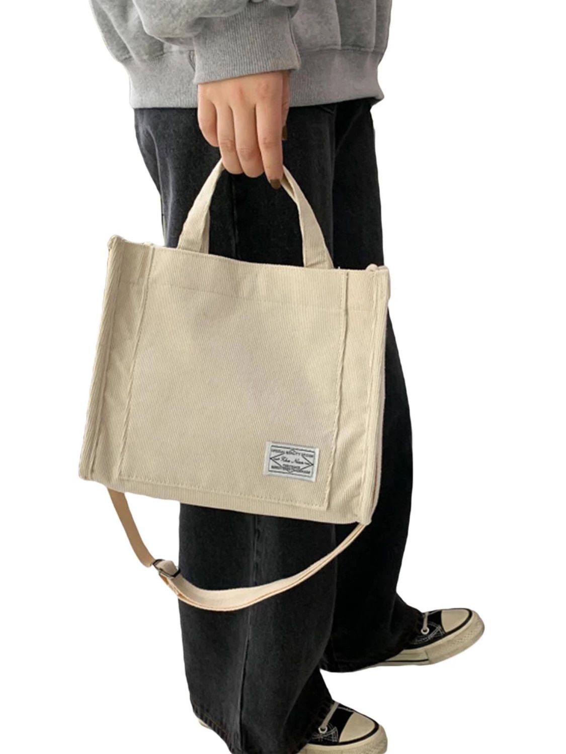 Women Corduroy Tote Purse Crossbody Bag Large Capacity Handbag