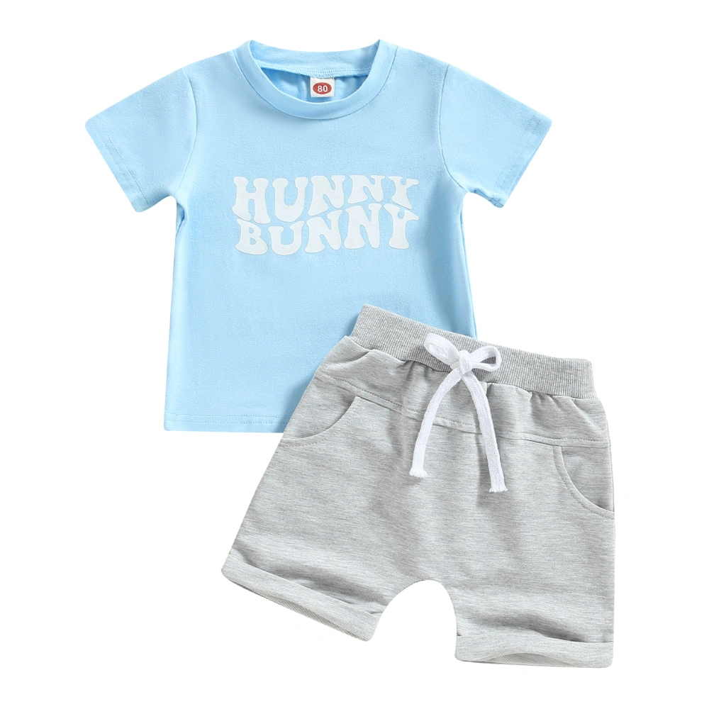 Easter Infant Clothes Outfits Letter Print T-Shirts Shorts 2Pcs Suit