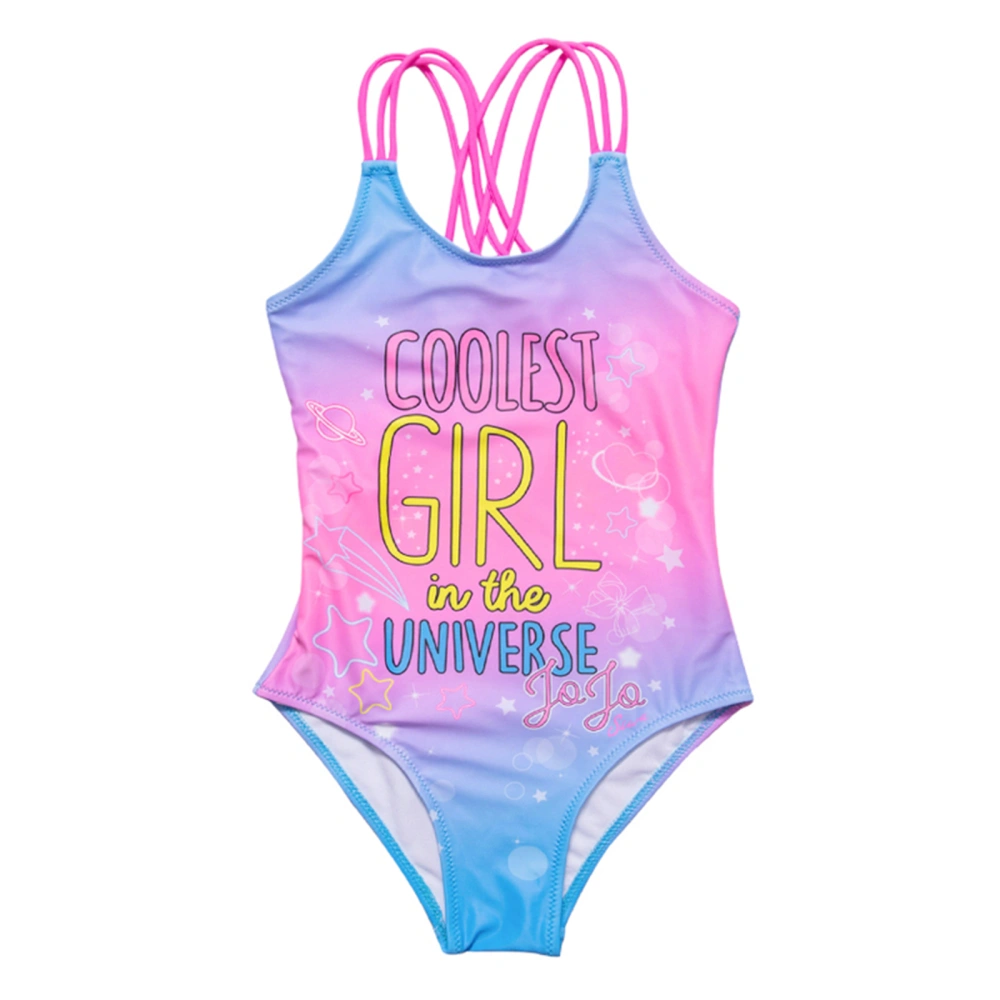 Kids Girls Letter Print Gradient One-piece Swimsuit Stylish Swimwear