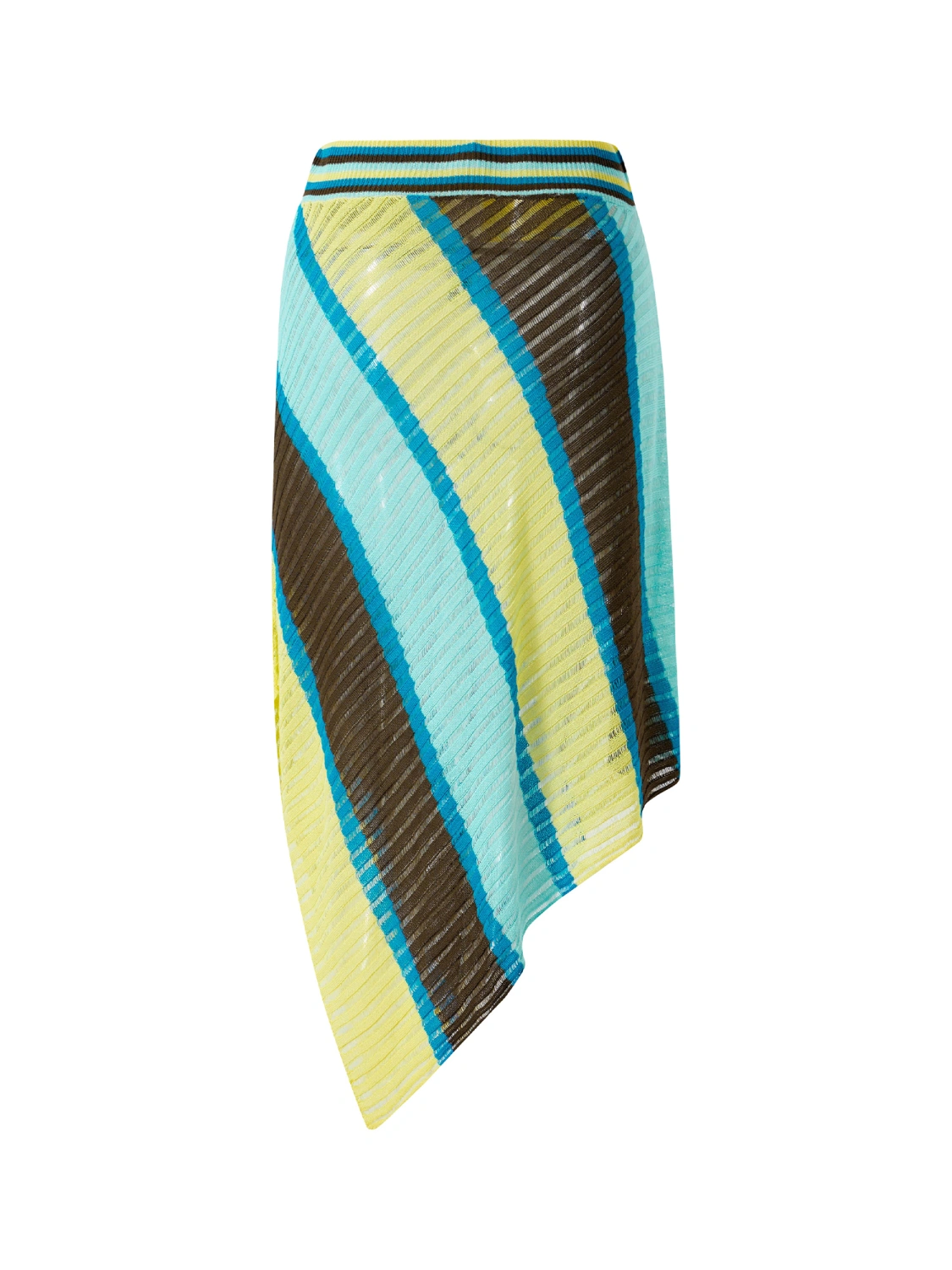 Women Midi Skirt, Knitted Striped Low Rise Irregular Hems Skirts