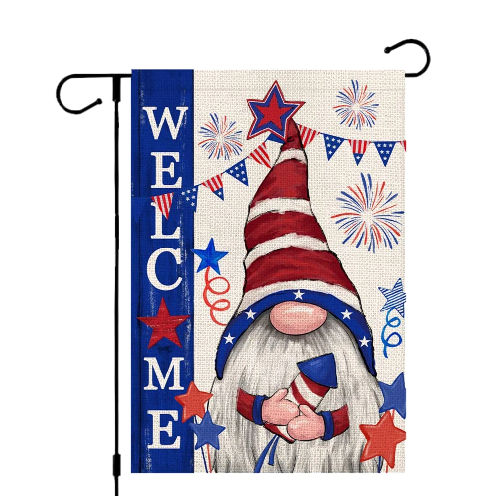 Independence Day Dwarf Letter Flower Print Decorative Garden Flag