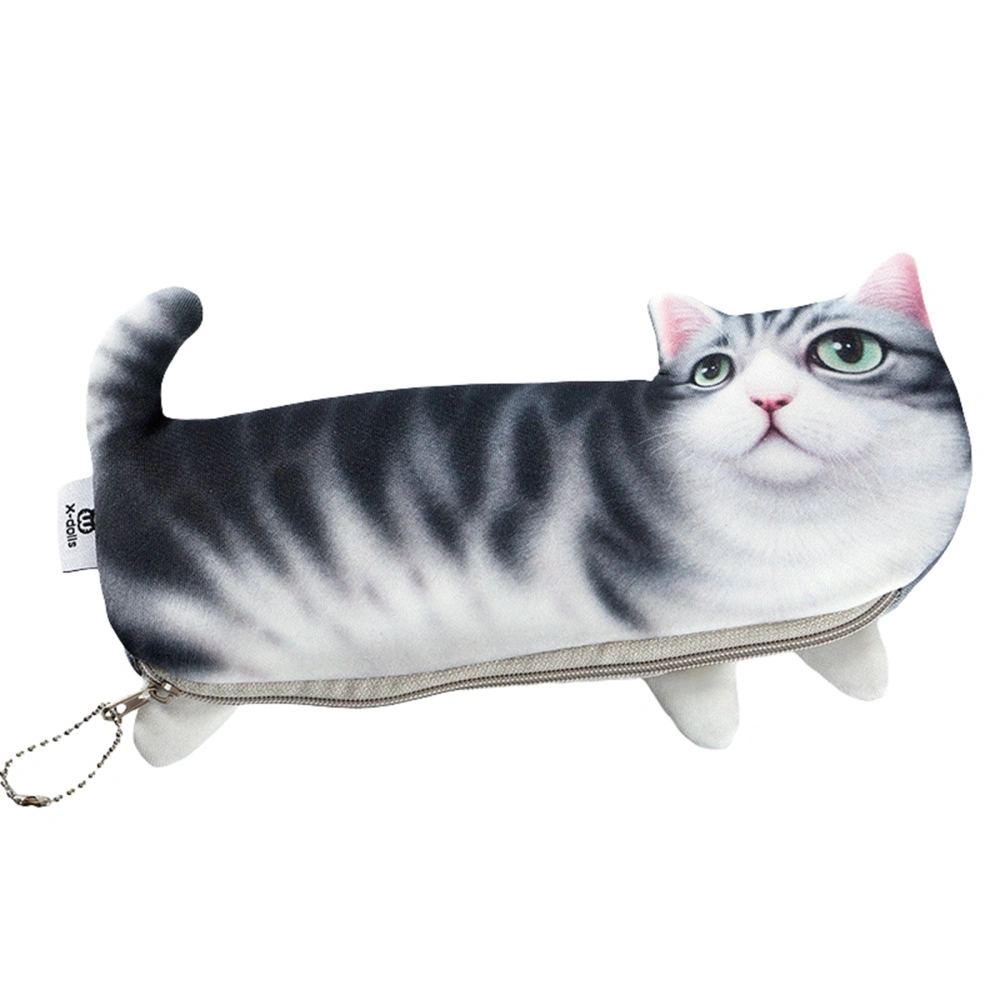 Cat Pencil Case Cute Realistic Kitty Pen Bag Stationery Organizer