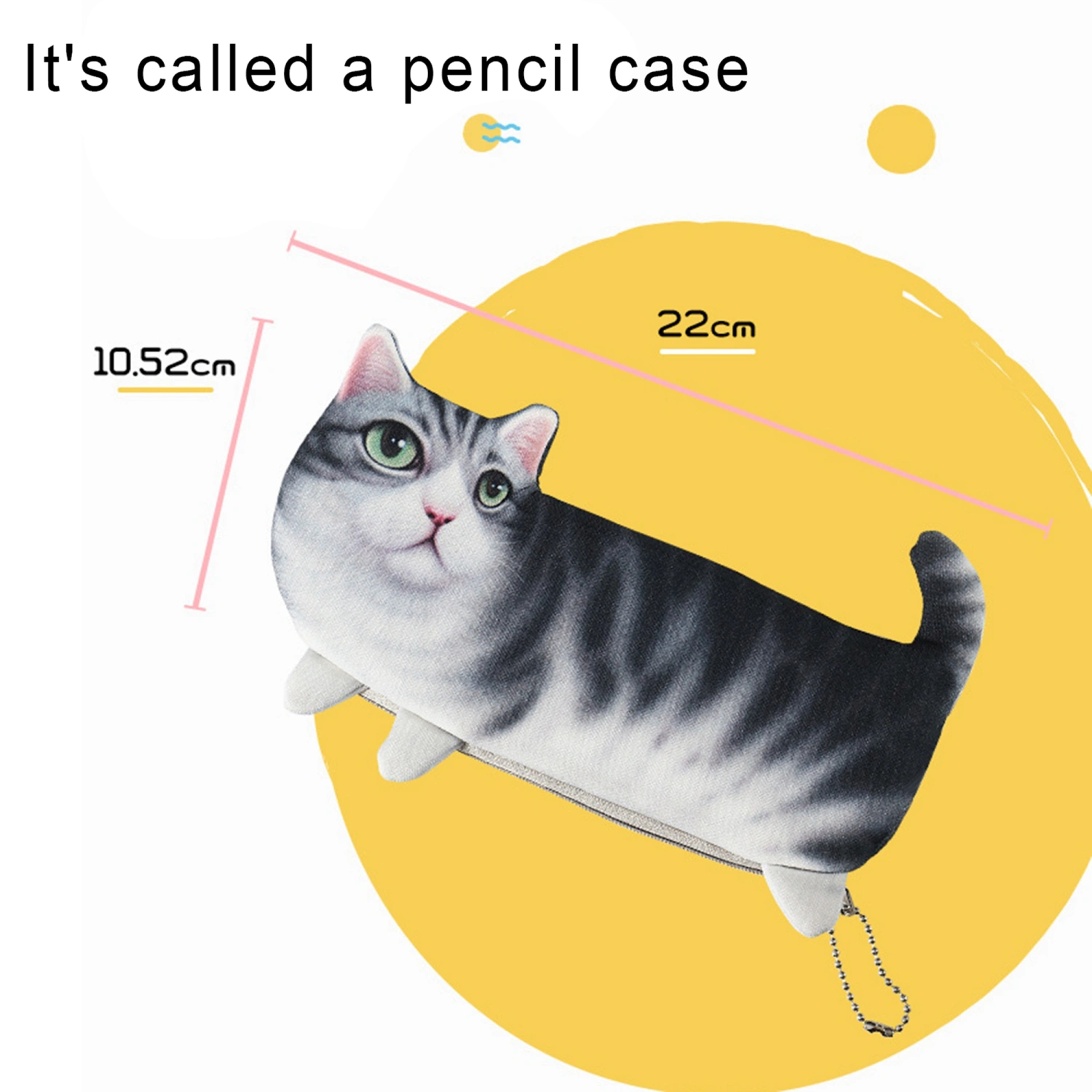Cat Pencil Case Cute Realistic Kitty Pen Bag Stationery Organizer