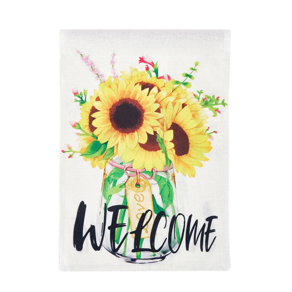 Welcome Garden Flag, Double Sided Flower Print Flag, Yard Decoration