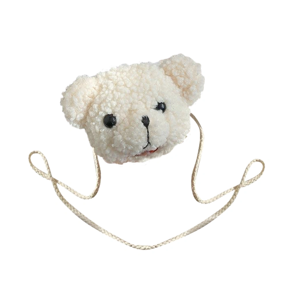 Plush Animal Shoulder Bag, Bear Head Plush Crossbody Bag for Girls