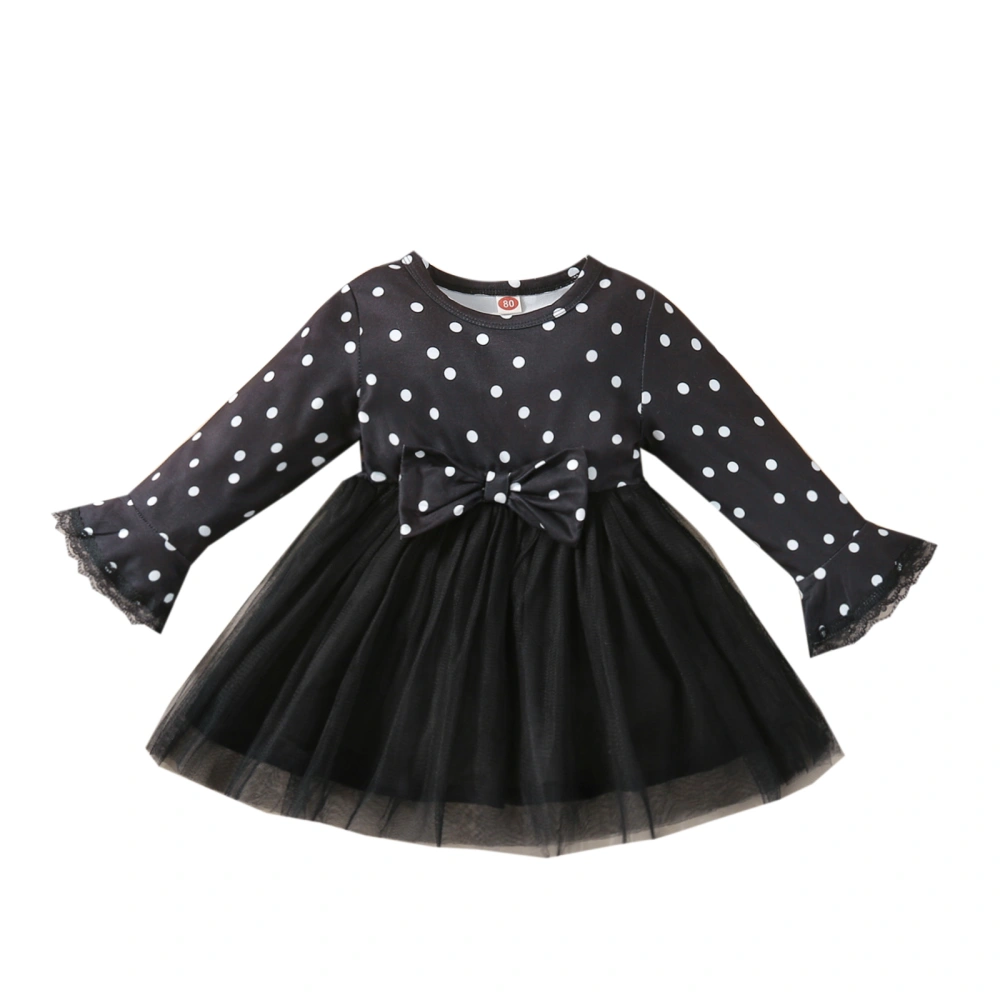 Little Girls Dress, Round Collar/Sloping Shoulder Mesh Splicing Skirt