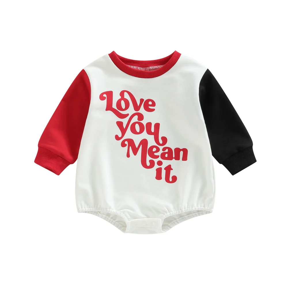 Baby Boys Girls Romper, Long Sleeve Letter Contrast Color Bodysuit