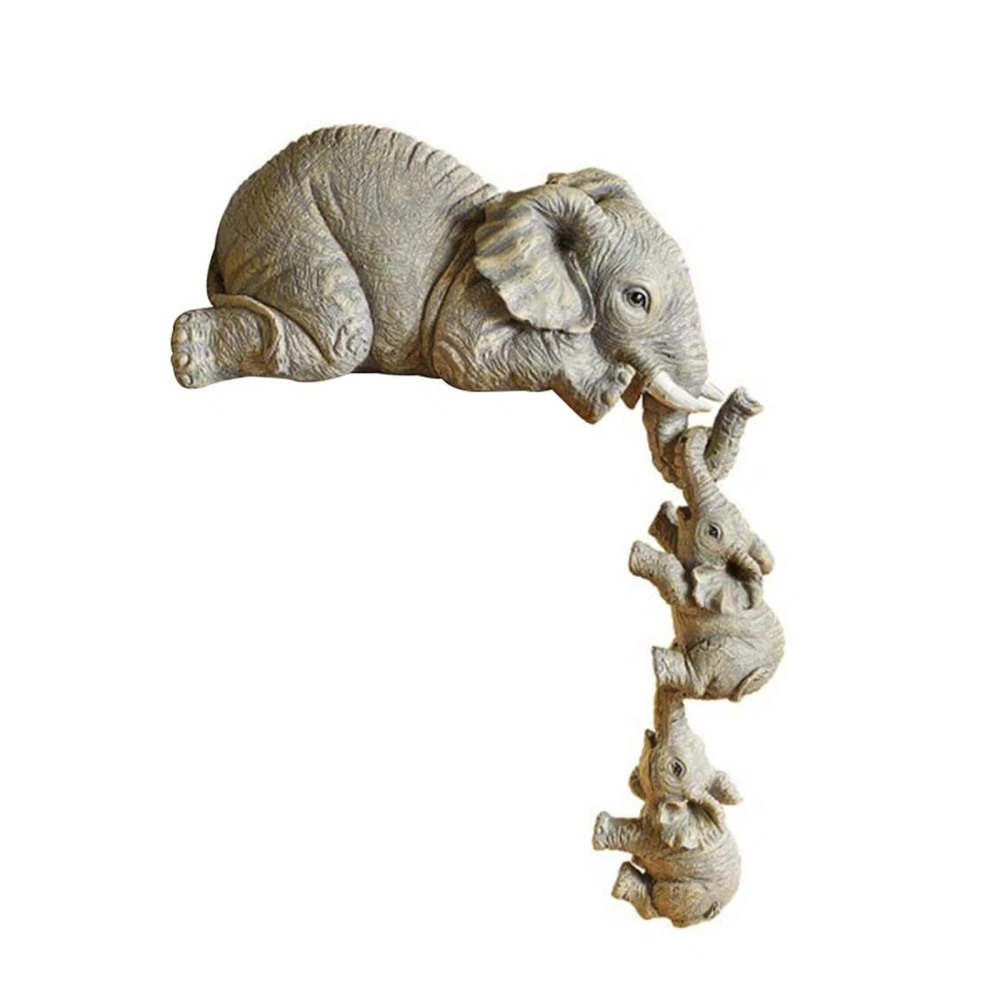 Three Elephants Resin Garden Ornaments Elephant Statue Hanging Decor