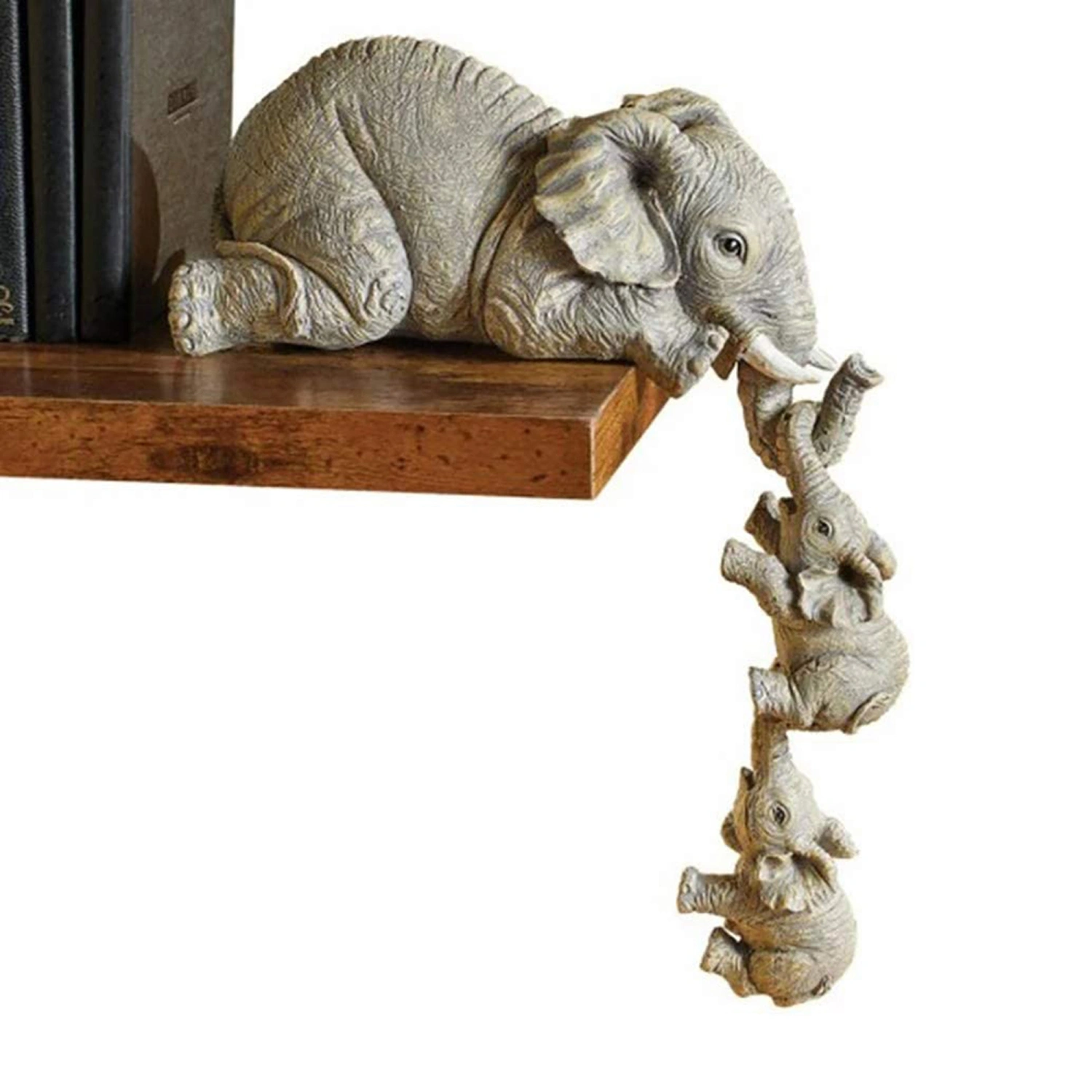Three Elephants Resin Garden Ornaments Elephant Statue Hanging Decor