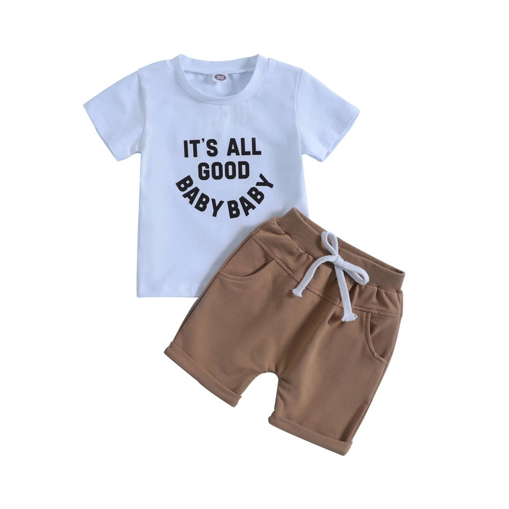 Baby Boys Summer 2pcs Outfits Letter Print T-shirt and Elastic Shorts