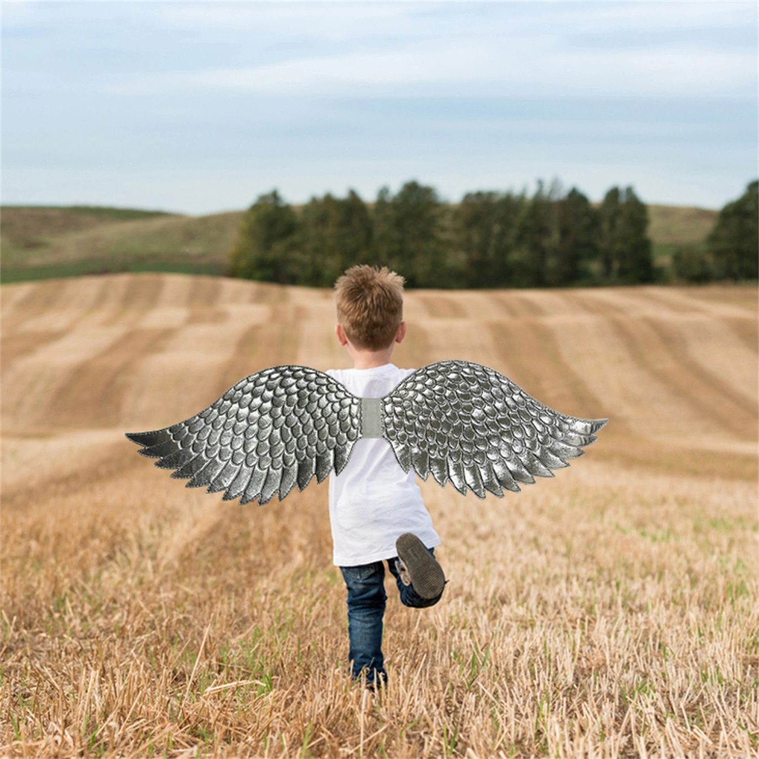 Kids Feather Angel Wings with Elastic Shoulder Straps, Photo Props
