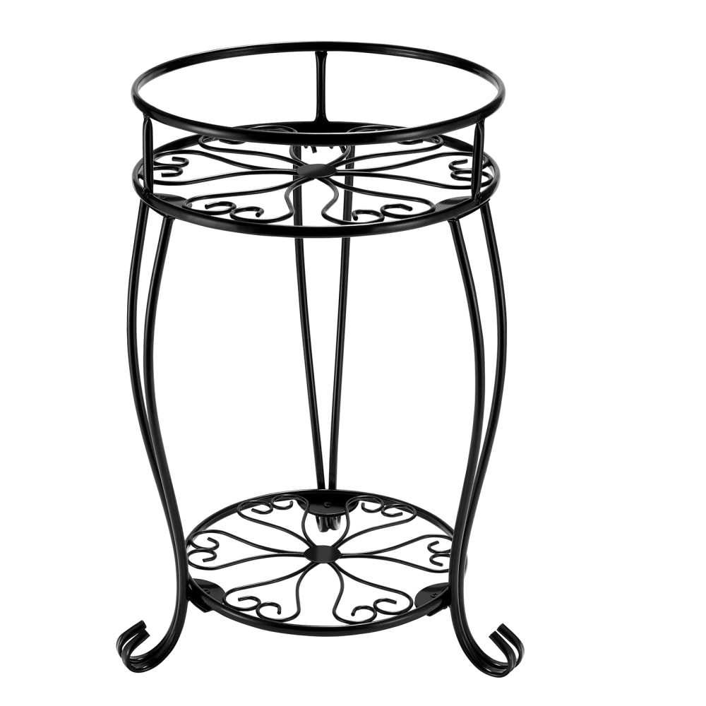 Tall Metal Plant Stand, 2 Tier Decorative Iron Flower Pot Rack Shelf