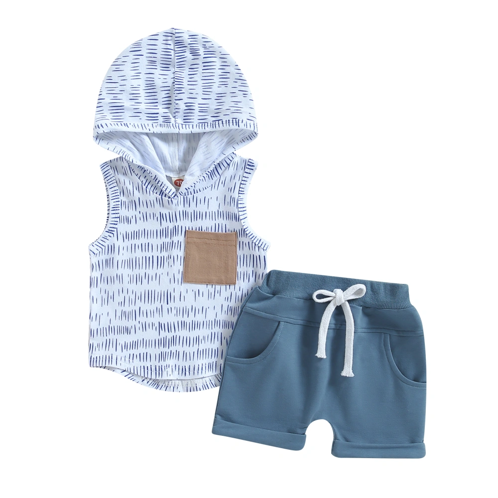 Infant Boys Summer Clothes Outfits Print Hooded Tank Tops Shorts