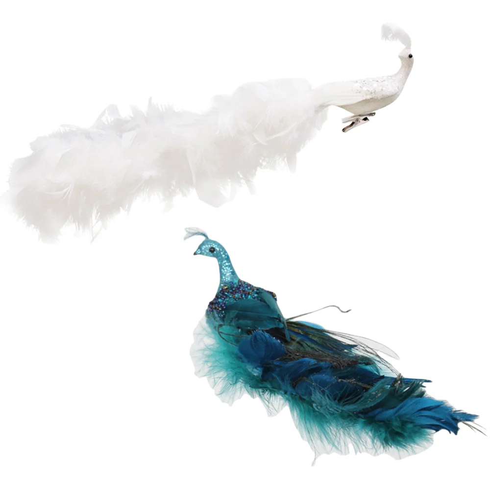 Simulate Peacock Feather Decoration with Clip, Shiny Sequins Ornaments