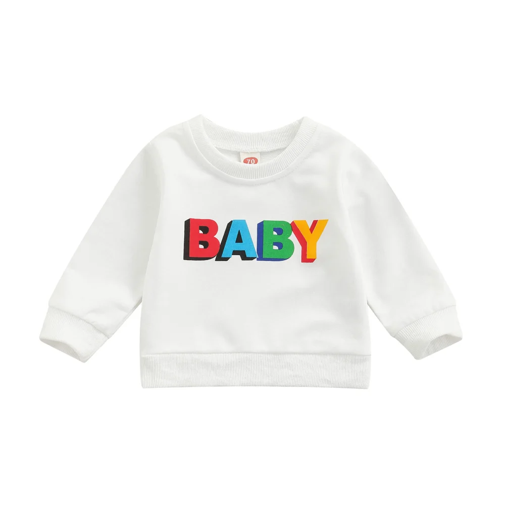 Kids Baby Boy Girl Sweaters Toddler Letter Printed Round Neck Pullover