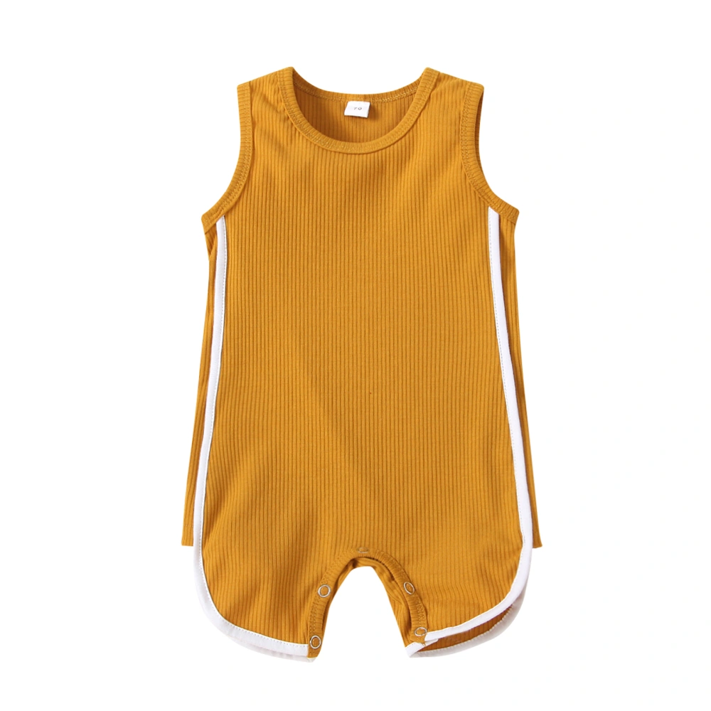 Baby Summer Rompers, Splicing O-Neck Sleeveless Ribbed Jumpsuits