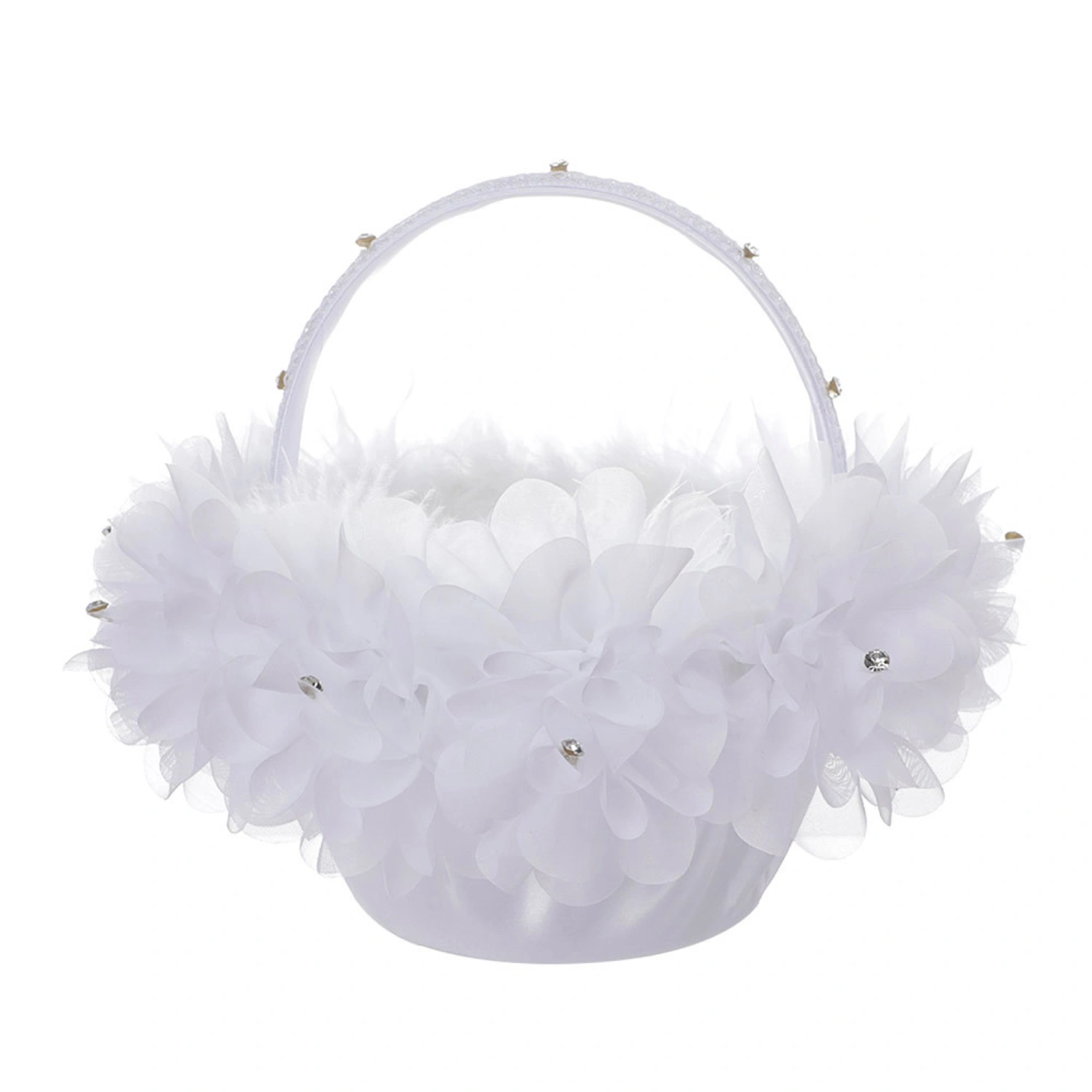 Wedding Flower Basket with Feather Flower Decor Flower Girl Baskets