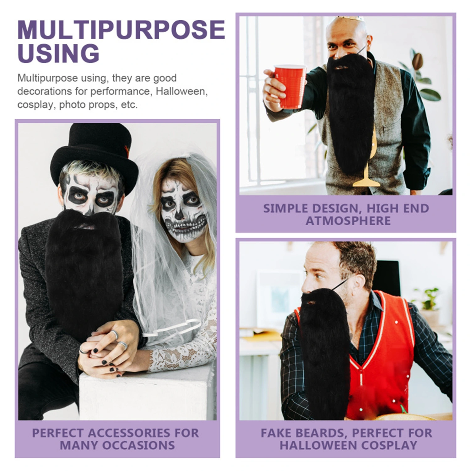 Long Beard Costume, Fake Dwarf Gnome Beard and Mustaches for Adults