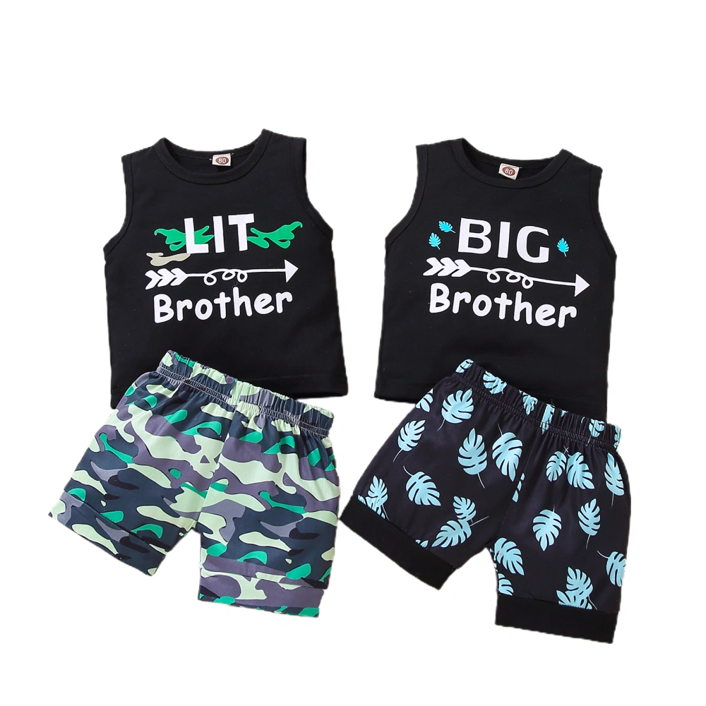 Little Boy’s Unique Letter Vest and Printing Elastic Shorts Suit