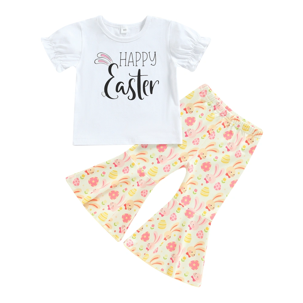 Easter Toddler Kids Girls Outfits T-Shirts Tops Rabbit Print Pants