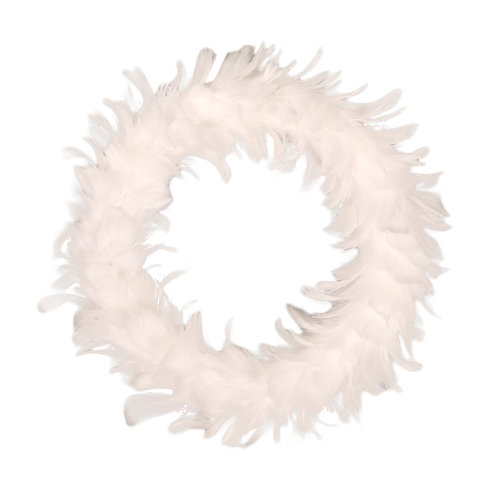 Christmas Feather Wreath Decorative Artificial Round Garland for Door 