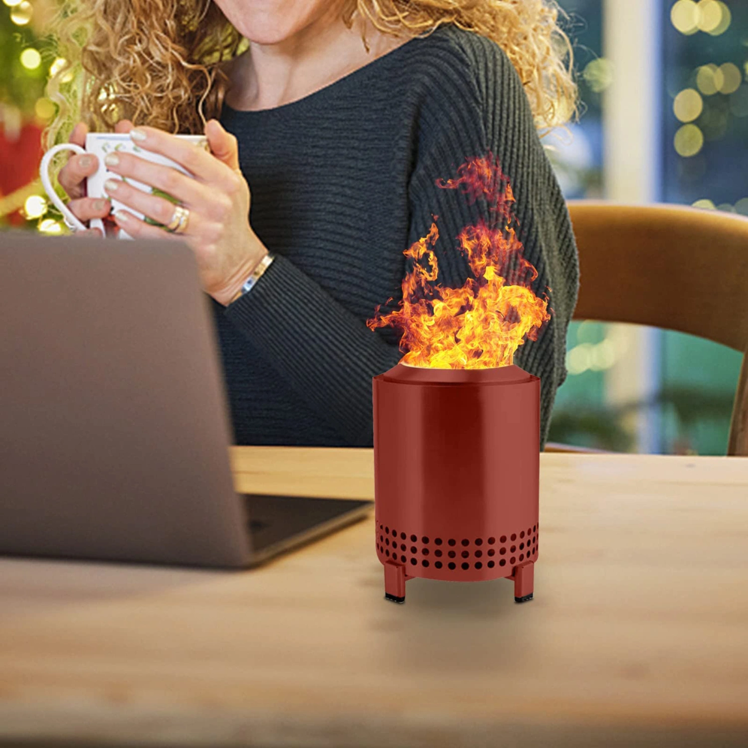 Portable Stove Bonfire Fire Pit Mini Tabletop Fireplace for Outdoor 