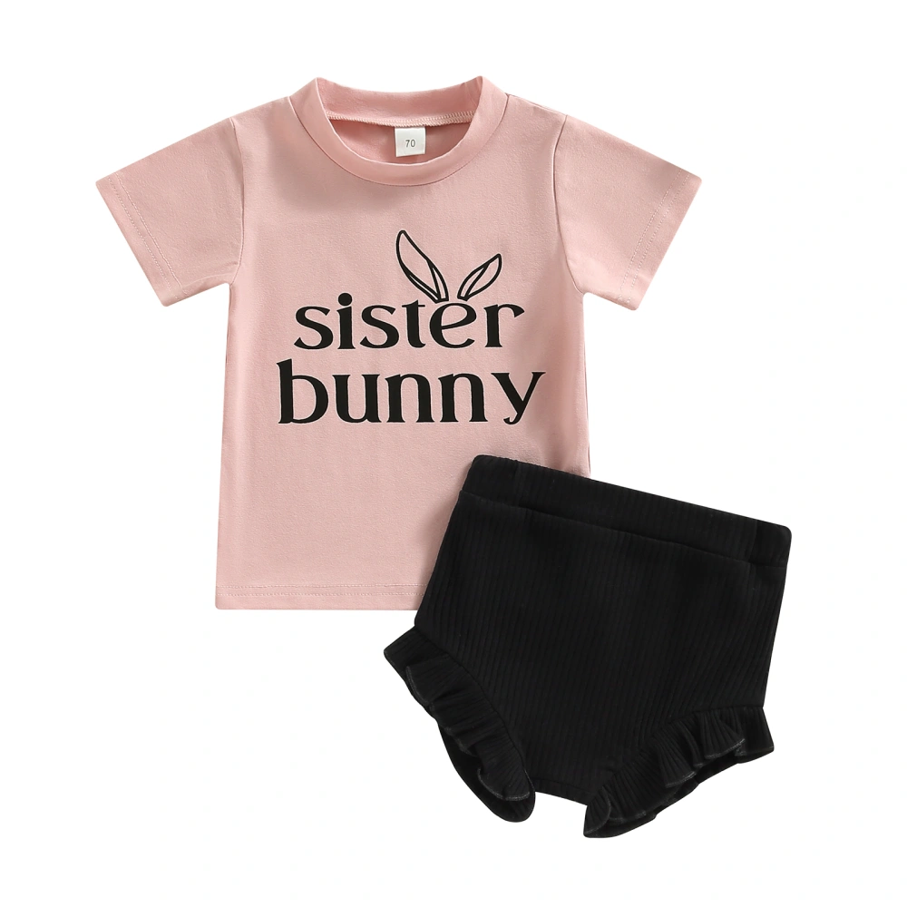 Easter Infant Clothes Suits Letter Rabbit Ear Print T-Shirts Shorts