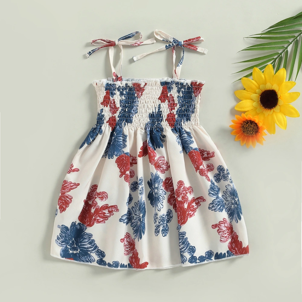 Toddler Kids Girls Princess Dress Floral Print Sleeveless Ruched Dress