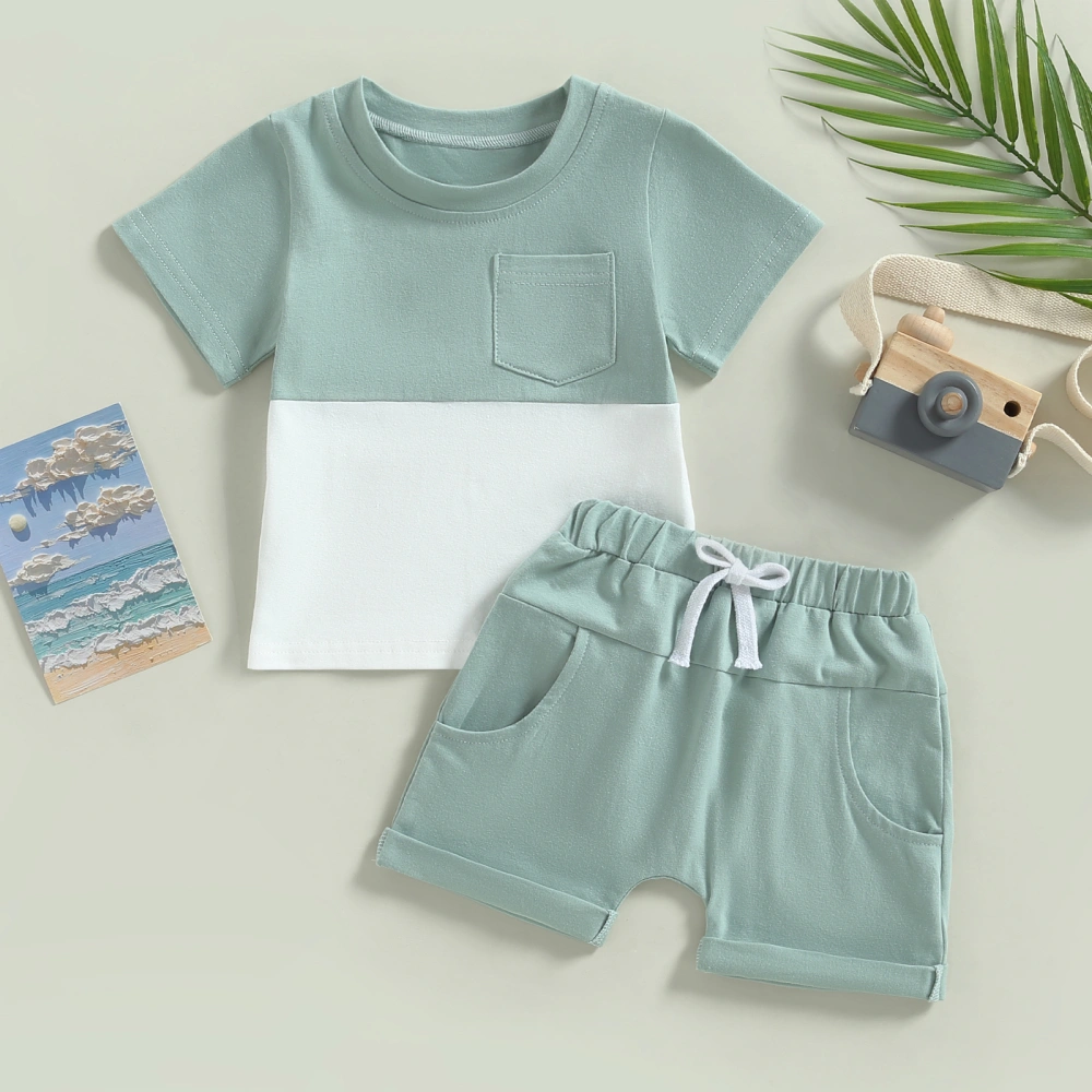 Baby Boys Shorts Set Short Sleeve Patchwork T-shirt + Shorts