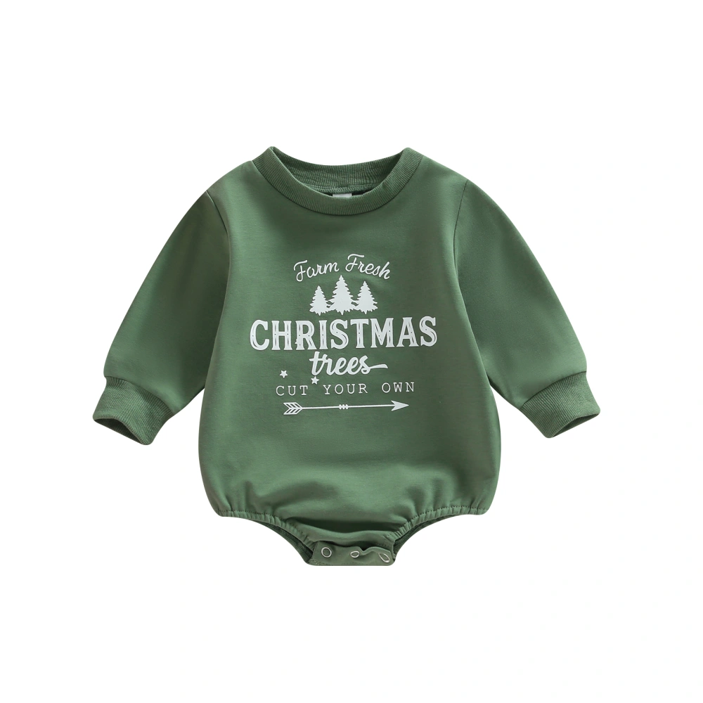 Baby Infant Christmas Romper Infant Letter Print Round Neck Jumpsuits