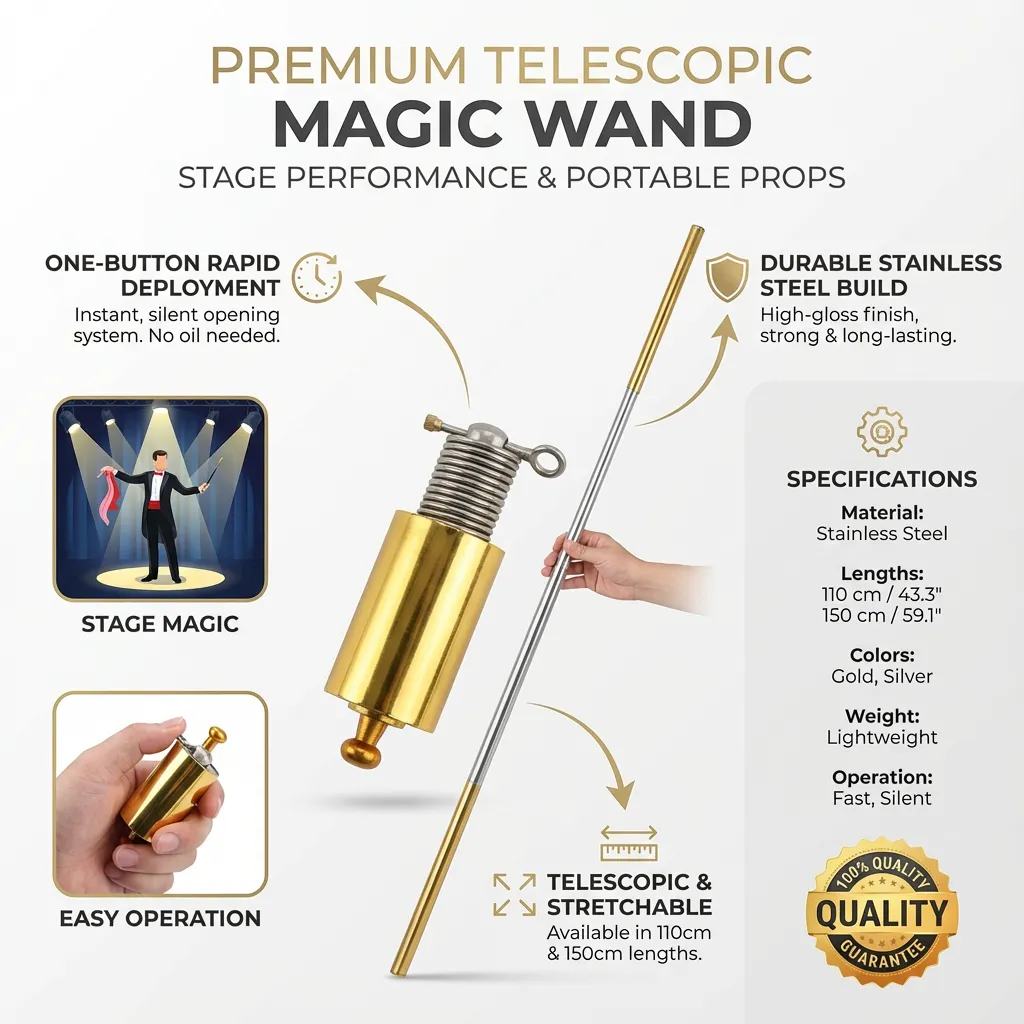 110/150cm Pocket Magic Wand Portable Telescopic Stage Magic Stretchable Props
