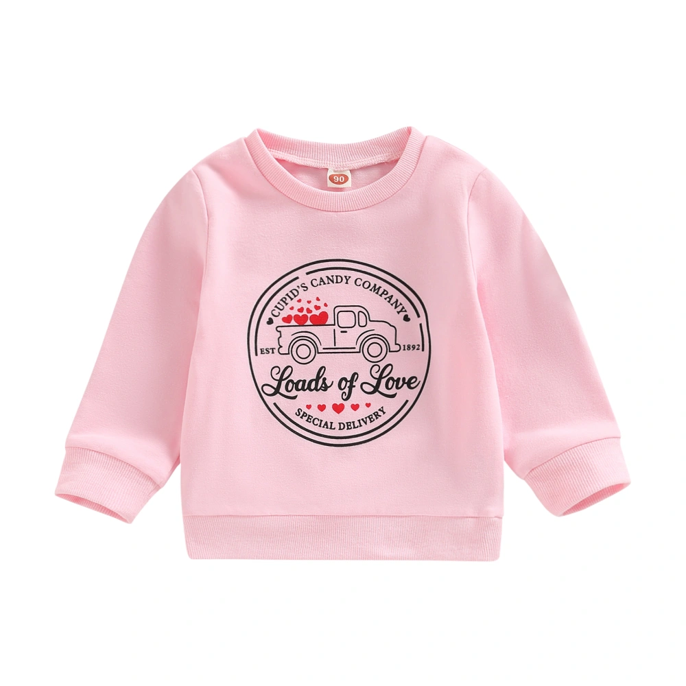 Child Truck Letter Print Long-Sleeved Loose Sweatshirt for Boys Girls