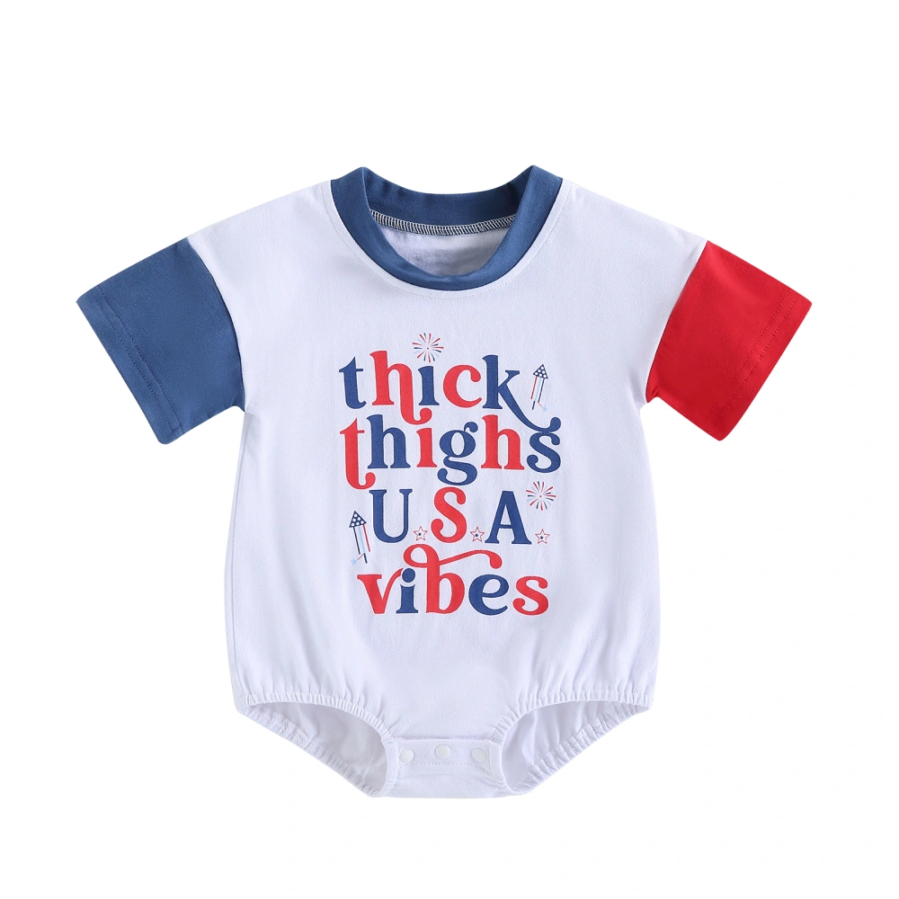 Independence Day Newborn Jumpsuit Letter Print Short Sleeve Romper 