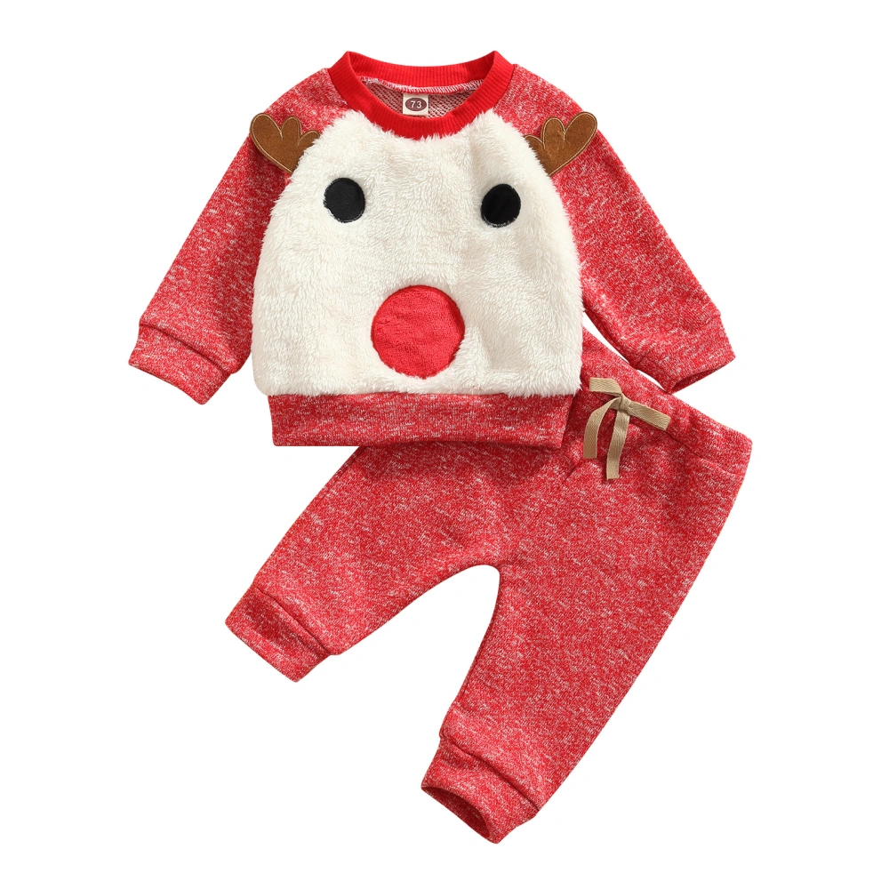 Children Christmas Nightwear Set, Elk Pattern Pullover and Trousers