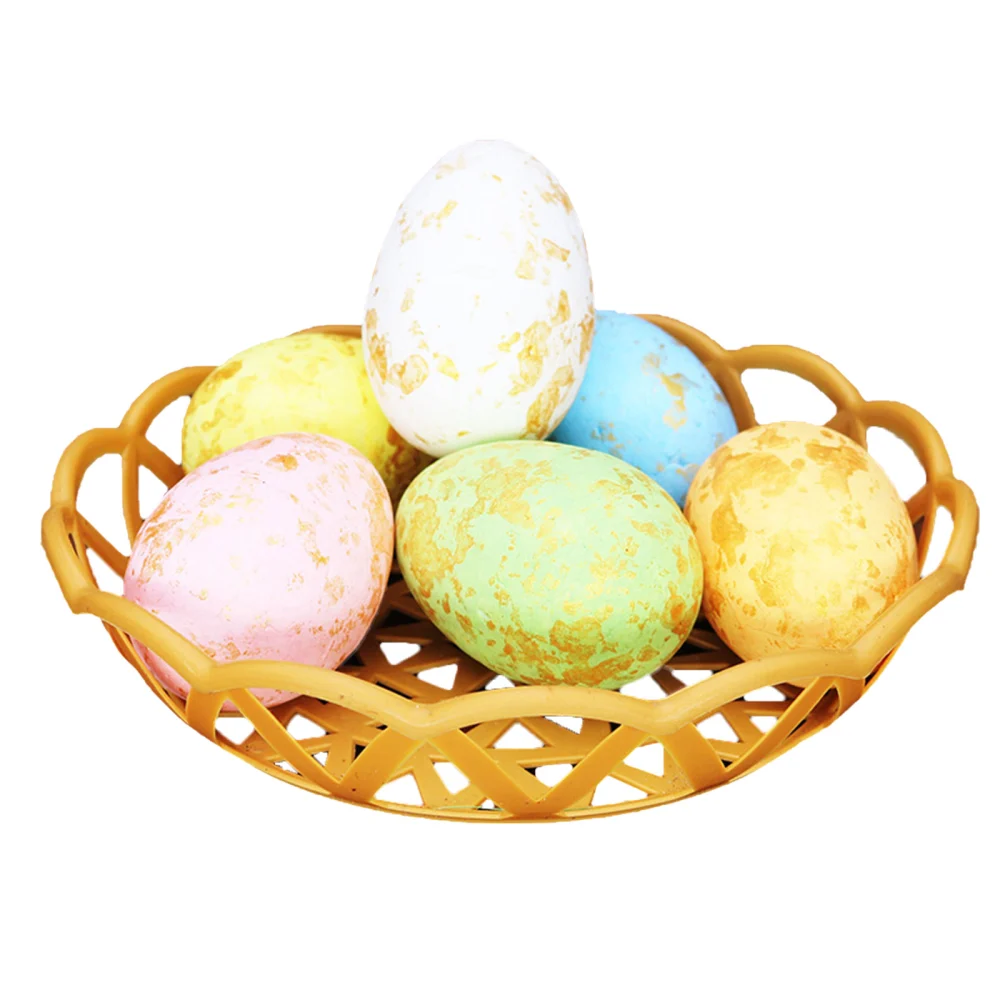 Creative Easter Simulation Gold Stamping Eggs, Foam Eggs Fruits Basket