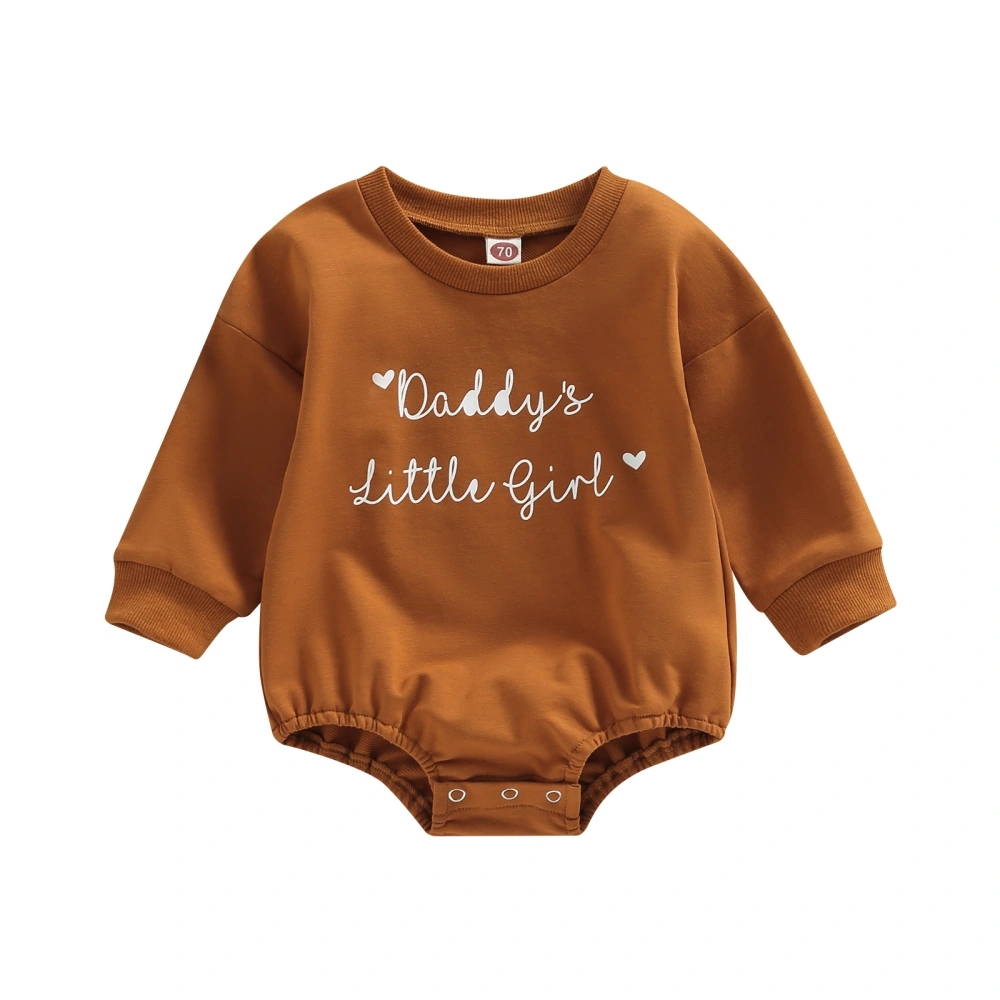 Baby Girls Fall Winter Romper, Long Sleeve Heart Letter Print Bodysuit