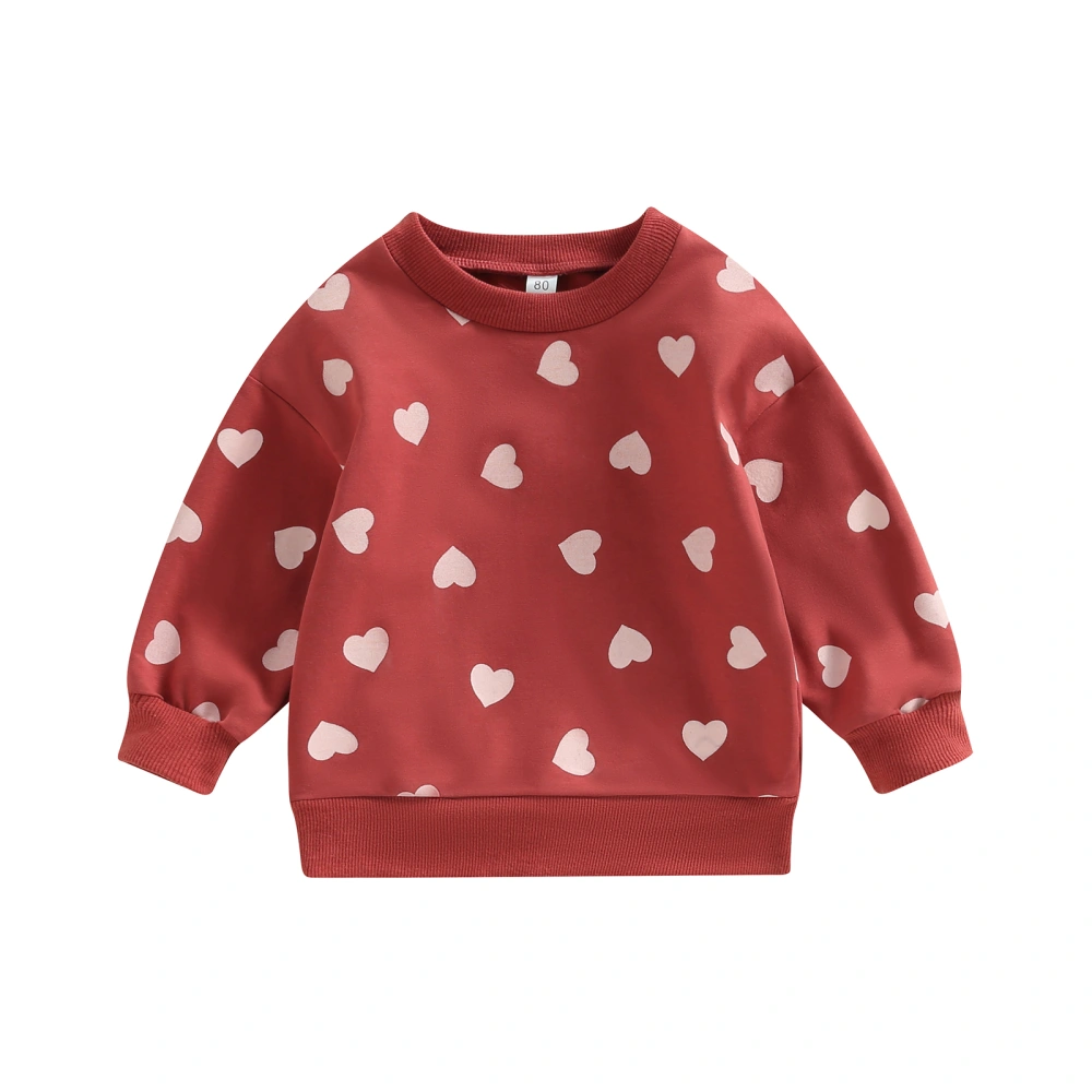 Valentine's Day Kids Sweatshirt Heart Print Long Sleeve Pullovers