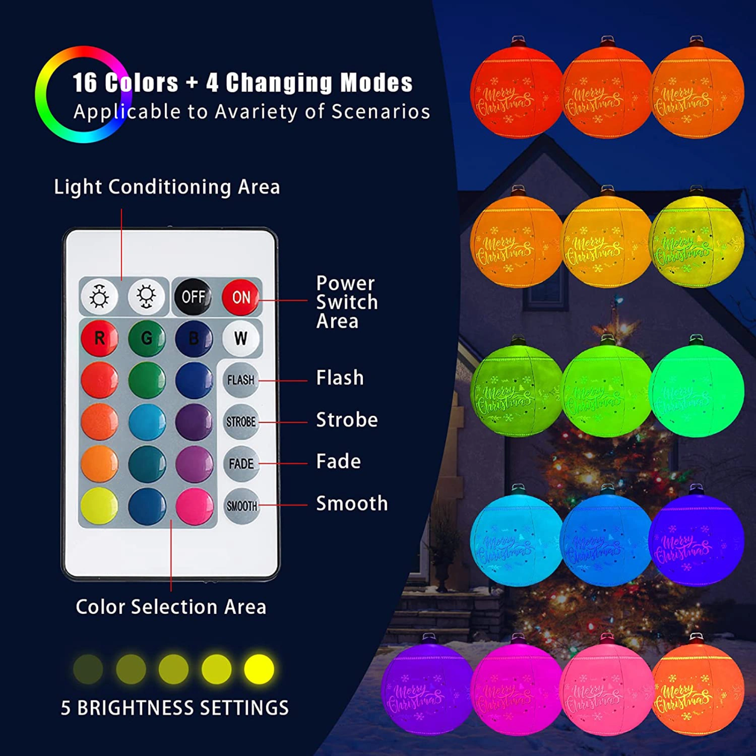 Inflatable Christmas Ball, Light Up Giant Ball with Remote Control