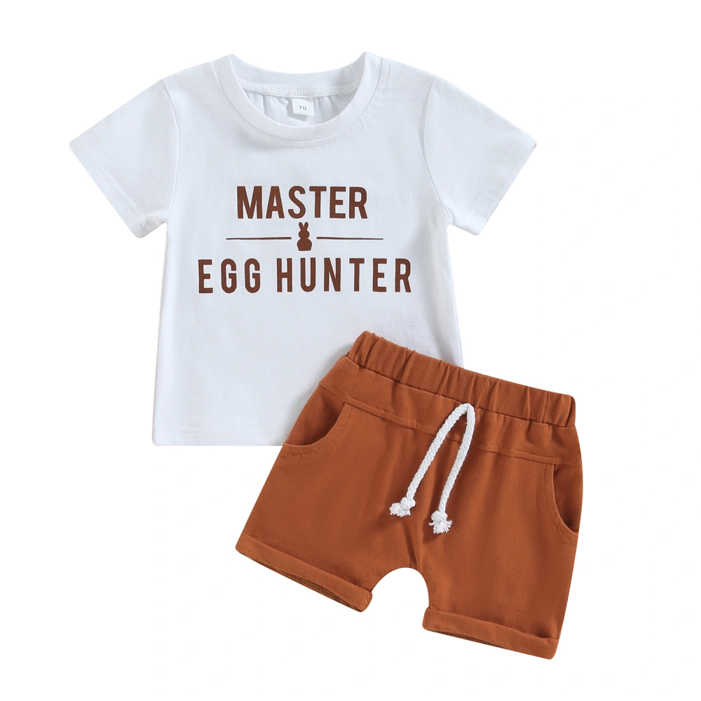 Easter Baby Boys Short Set Short Sleeve Letters Print T-shirt + Shorts