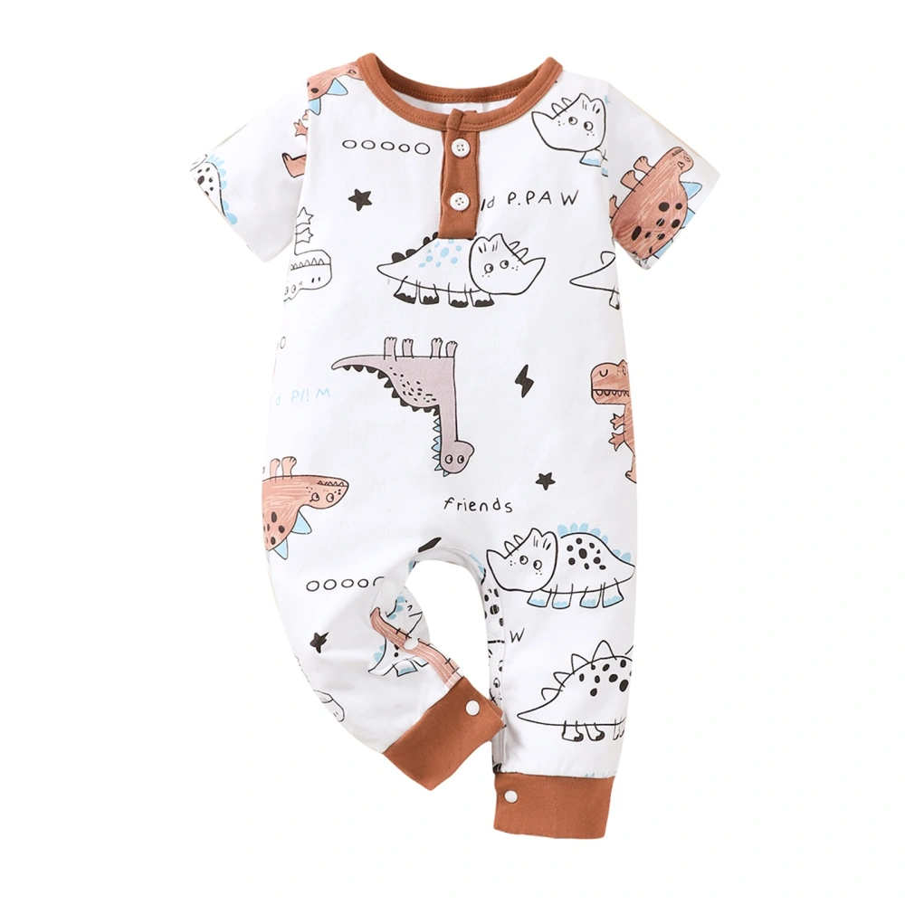 Baby Summer Romper, Short Sleeve Dinosaur Print Footless Jumpsuit