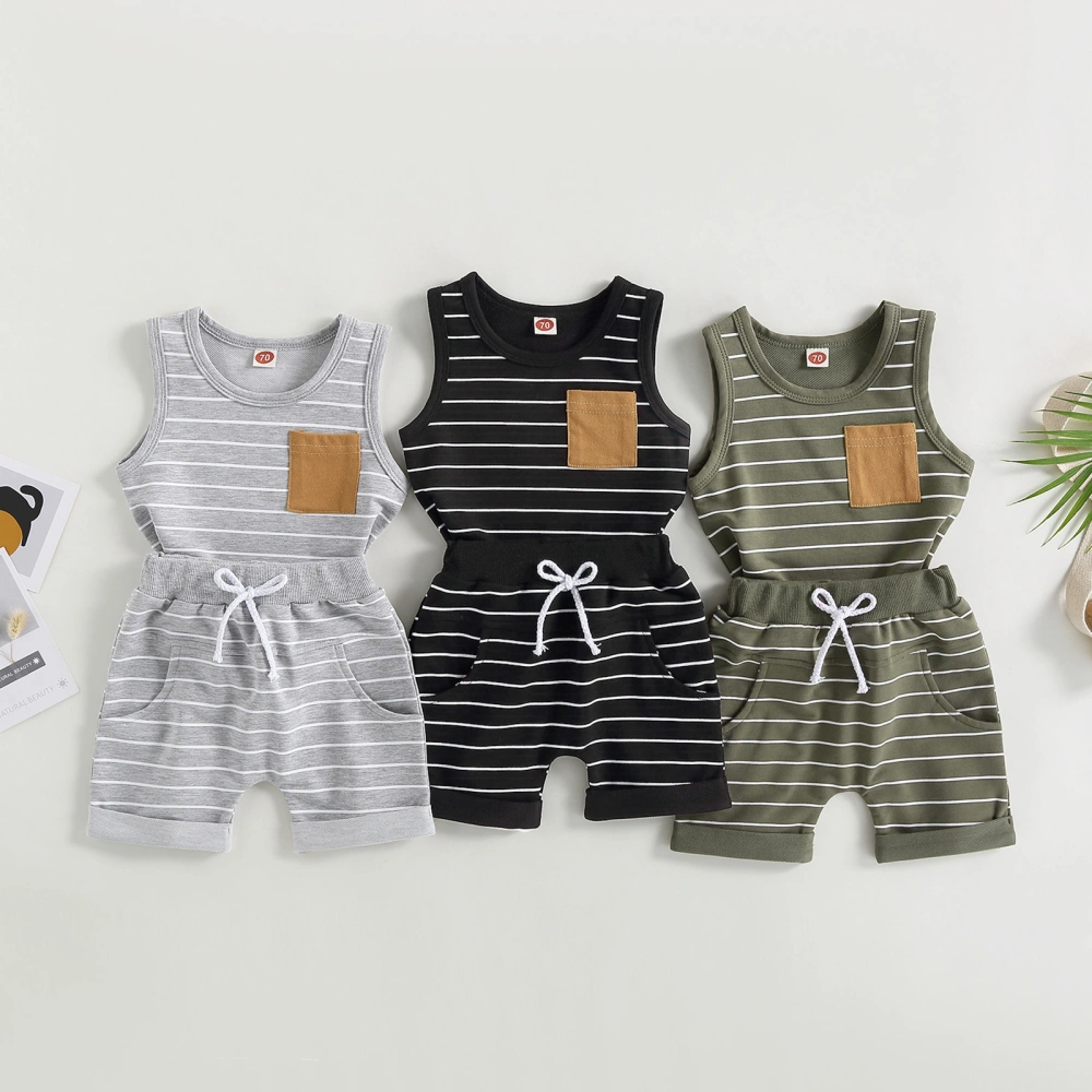 Kids Baby Boy Summer Outfits Striped Tank Tops and Shorts with Pocket