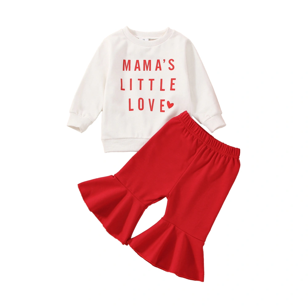 Baby Girls Long Sleeve Letter Print Pullover + Red Flared Pants