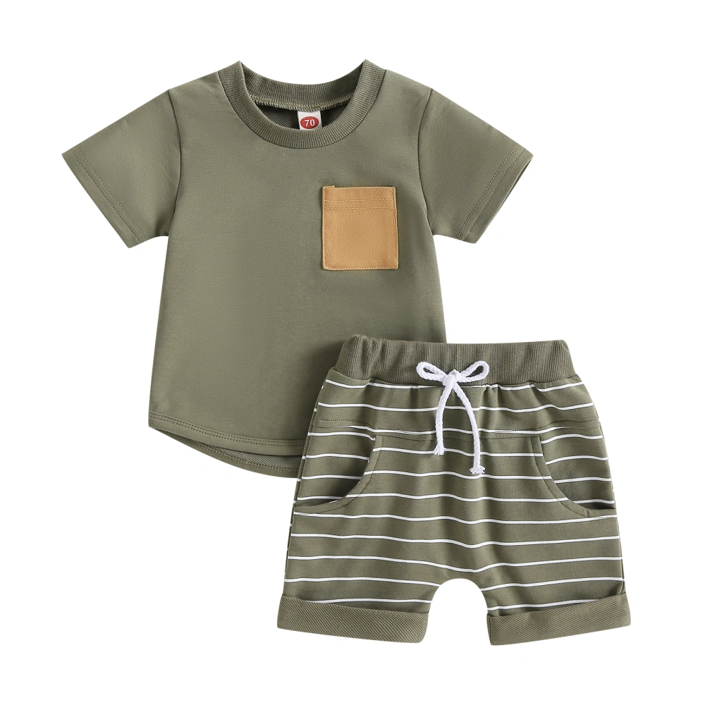 Baby Boys Shorts Set Short Sleeve T-shirt with Striped Shorts