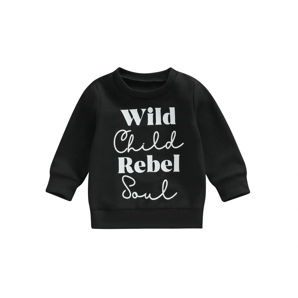 Kid Girls Shirt Long Sleeve Round Neck Letters Print Street Tops