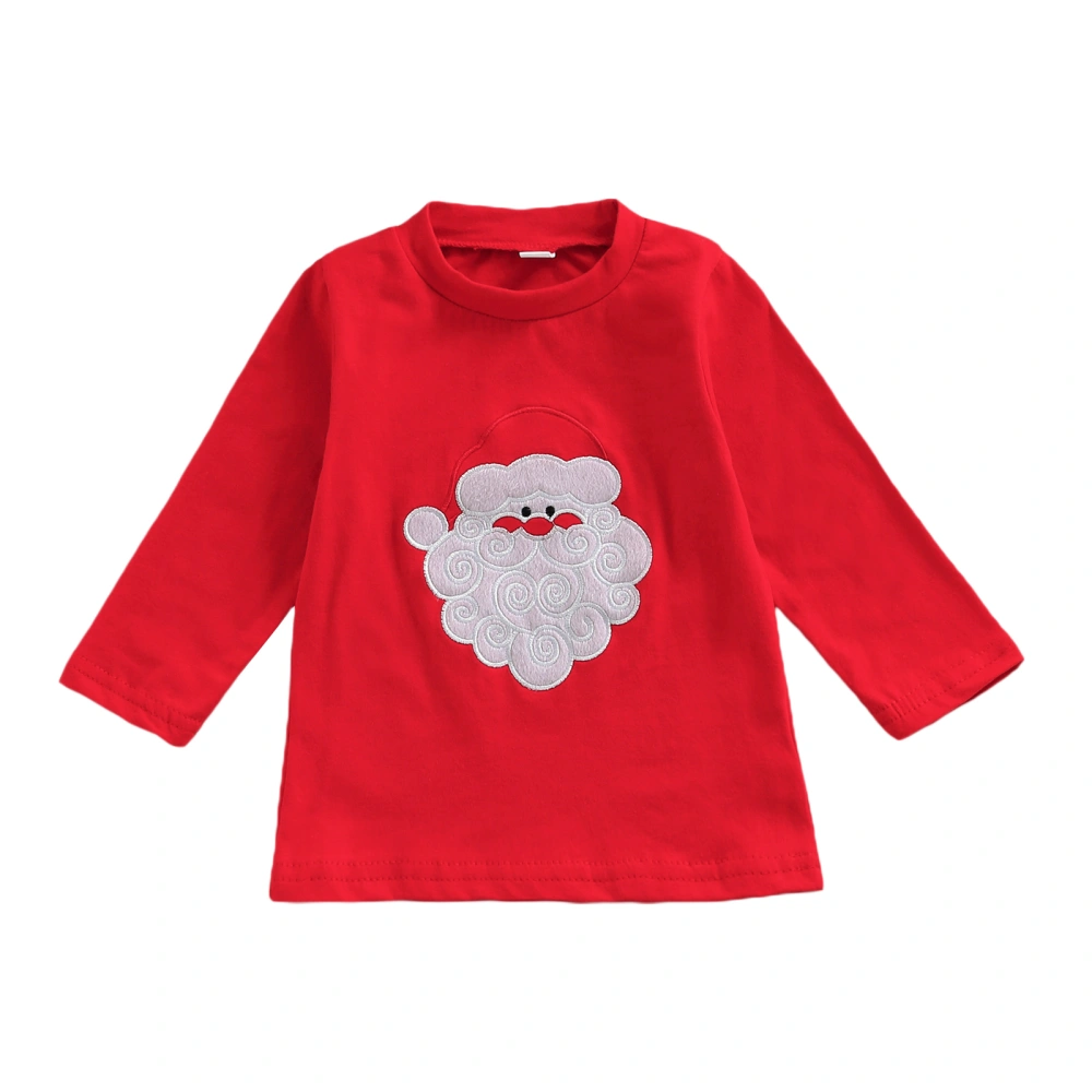 Christmas T-shirt, Santa Claus Pattern Round Neck Long Sleeve Pullover